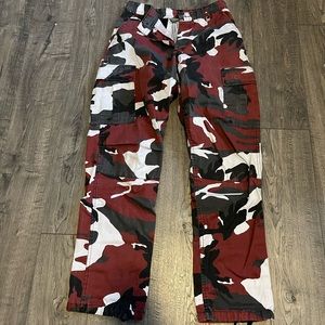 Red camo cargos